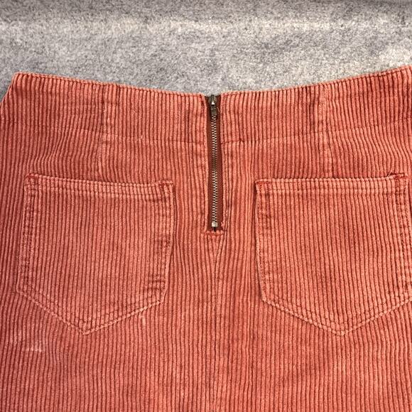 POL Corduroy Mini Skirt in Coral, Women’s S, Festival Skirt Cowgirl Studs Fringe - Picture 7 of 10